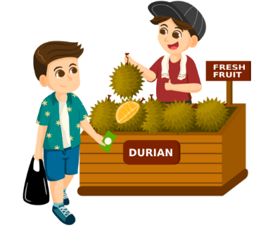 A cartoon of a child selling fruit AI-generated content may be incorrect.
