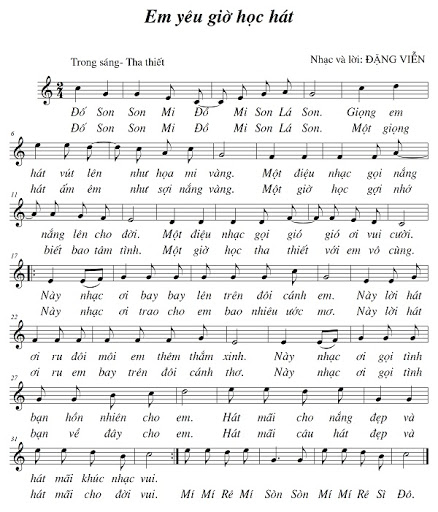 Em yêu giờ học hát (Đặng Viễn) - music.edu.vn