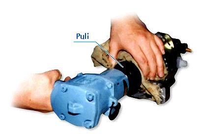 Close-up of hands holding a blue object Description automatically generated