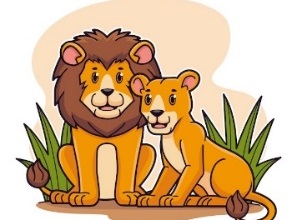 Free vector hand drawn lion cartoon animal illustration