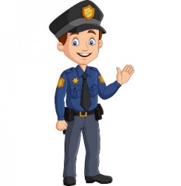 Vector cartoon smiling policeman waving hand