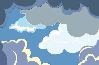 Vector thunderstorm and dark clouds on a rainy day