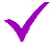 A purple check mark symbol Description automatically generated