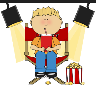 Boy in directors chair. | Movie night for kids, Clip art, Movie themes