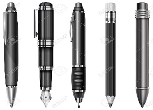 Set Of Black Pens And Pencils Isolated On White, Vector Illustration Royalty Free Cliparts, Vectors, And Stock Illustration. Image 16646773.