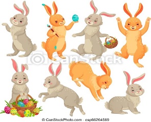 Easter bunny. jumping rabbit, dancing funny bunnies animals and rabbits easters eggs vector cartoon illustration set. Easter | CanStock