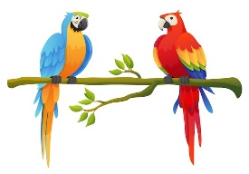 Premium Vector | Cute macaw parrot birds set perched on a branch cartoon illustration