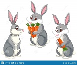 Set of three cute rabbits stock vector. Illustration of clip - 126755640