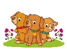Premium Vector | The three puppy are sitting in the garden of illustration