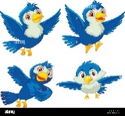 Set of four blue birds illustration Stock Vector Image & Art - Alamy