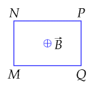 A blue rectangle with black letters and a circle in the middle Description automatically generated