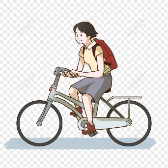 A cartoon of a person riding a bicycle Description automatically generated