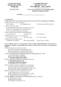 Kì thi năng khiếu lần 3 môn Tiếng Anh khối 10 năm 2021-2022 chuyên trường THPT Nguyễn Trãi - Hải Dương (có đáp án)