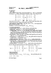 Ma trận định thức - Toán cao cấp | Trường đại học Bách Khoa, Đại học Đà Nẵng