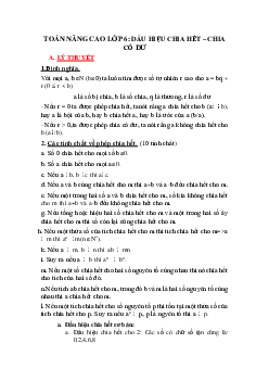 Toán nâng cao lớp 6: Dấu hiệu chia hết - chia có dư