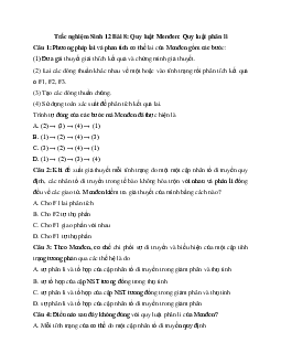 Trắc nghiệm Sinh học 12 bài 8: Quy luật Menđen: Quy luật phân li