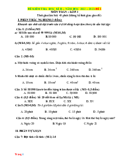 Bộ đề kiểm tra học kỳ 2 Toán 3 Kết nối tri thức (có đáp án)