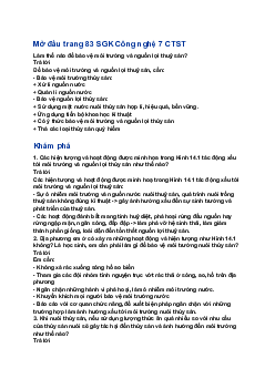Giải Công nghệ 7 Bài 14: Bảo vệ môi trường và nguồn lợi thuỷ sản| Chân trời sáng tạo