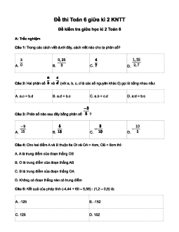 Đề thi giữa kì 2 Toán 6 Kết nối tri thức năm 2024 - Đề 2
