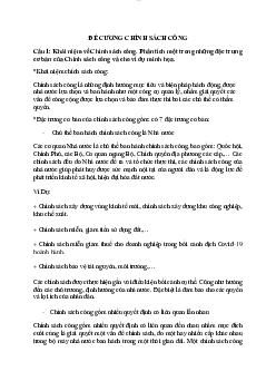 Đề cương ôn tập Chính sách công