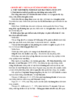 Chuyên đề bồi dưỡng HSG Lịch sử 9: Việt Nam từ năm 1975 đến năm 2000