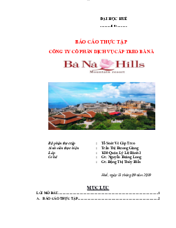 Báo cáo thực tập tại Công ty Cổ Phần Dịch Vụ Cáp Treo Bà Nà