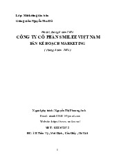 Báo cáo Bài Tập Lớn Marketing Căn Bản - Kế Hoạch Marketing Smilee môn Marketing căn bản | Trường đại học Mở Hà Nội