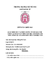 Quan điểm duy vật biện chứng về mối quan hệ Giữa vật chất và ý thức với việc xây dựng lối Sống tích cực của sinh viên việt nam hiện nay môn Triết học Mác - Lênin | Trường đại học Mở Hà Nội