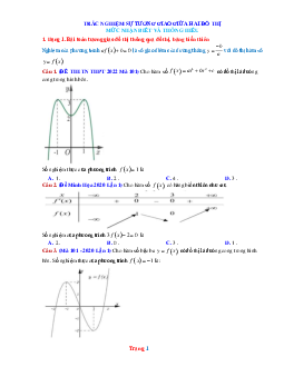 Trắc Nghiệm Sự Tương Giao Giữa Hai Đồ Thị Toán 12 Mức Thông Hiểu