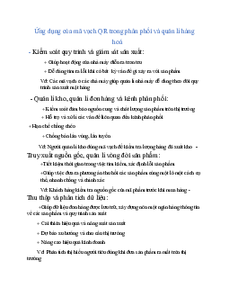 Ứng dụng của mã vạch QR - Logistics vận tải hàng hóa | Trường Đại học Giao thông Vận Tải