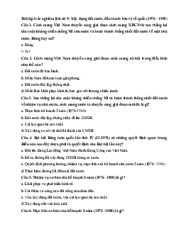 Bài tập trắc nghiệm lịch sử 9: Xây dựng đất nước, đấu tranh bảo vệ tổ quốc (1976 - 1985)