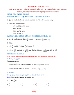 Phương pháp tìm giá trị phân số của một số cho trước Toán 6
