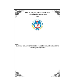 Bài tập cá nhân Kiểm toán tài chính đề tài "Đánh giá khái quát tình hình tài chính của công ty cổ phần Ống thép Việt Đức VG PIPE"