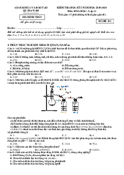 Đề thi HK1 môn Hóa 11 Quảng Nam 2019-2020 (có đáp án )