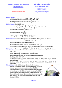 Đề thi học kì 1 Toán 9 năm 2020 – 2021 phòng GD&ĐT Đống Đa – Hà Nội