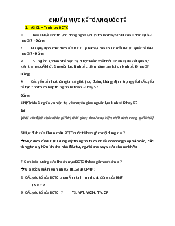 Đề cương bài tập câu hỏi nhận định đúng sai môn Chuẩn mực báo cáo tài chính quốc tế có đáp án và lời giải chi tiết