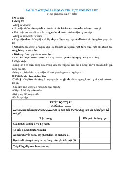 Giáo án KHTN 8 Kết nối tri thức bài 18 Tác dụng làm quay của lực