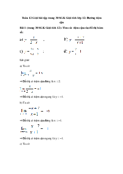 Giải bài tập trang 30 SGK Giải tích lớp 12: Đường tiệm cận