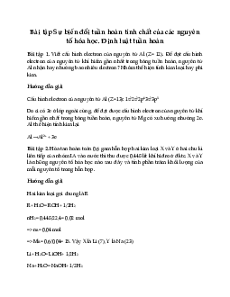 Giải Hóa 10 Bài 9: Sự biến đổi tuần hoàn tính chất của các nguyên tố hóa học