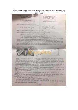 Đề thi học kì 1 lớp 9 môn Toán Phòng GD&ĐT Quận Tân Bình năm học 2019 - 2020