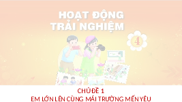 Giáo án điện tử  Hoạt Động Trải Nghiệm 4 KNTT -  Kết Nối Tri Thức:  - pp lớp 4 - chủ đề 1, tuần 1 (bản 1).