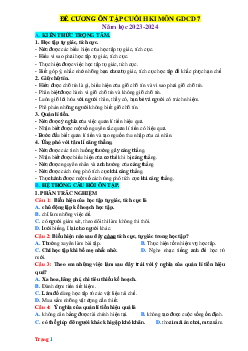 Đề cương ôn tập HK1 GDCD 7 năm học 2023-2024