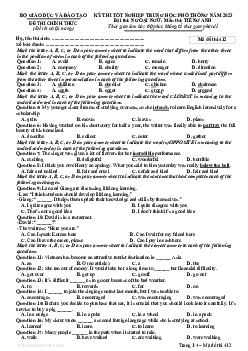 Đề thi chính thức và đáp án mã đề thi 412 môn Tiếng Anh THPT Quốc gia, Kỳ thi tốt nghiệp THPT 2023