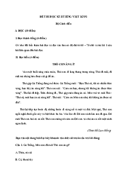 Đề thi học kì 2 môn Tiếng Việt 2 năm 2022 - 2023 sách Cánh diều Đề 5
