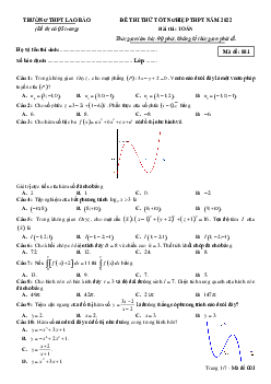 Đề thi thử THPT Quốc gia năm 2022 môn Toán trường THPT Lao Bảo, Quảng Trị (có đáp án)