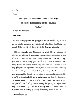 Phiếu bài tập cuối tuần môn tiếng Việt lớp 3 Tuần 32 |  Kết nối tri thức