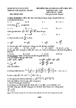 Đề giữa học kì 1 Toán 9 năm 2023 – 2024 trường THCS Quảng Thành – BR VT
