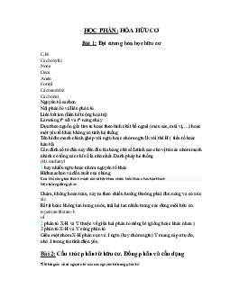 Lý thuyết ôn tập môn Hóa hữu cơ