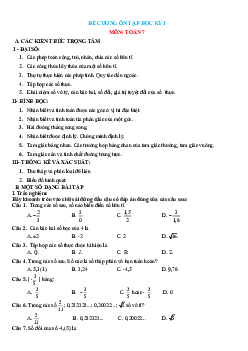 Đề cương ôn tập thi học kỳ 1 môn Toán 7 | Kết nối tri thức