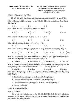 Đề thi học kì 2 Toán 7 năm 2023 – 2024 phòng GD&ĐT thành phố Ninh Bình